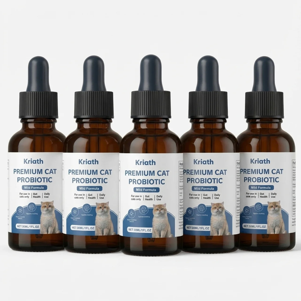 Kriath Premium Cat Probiotic 5 bottle bundle