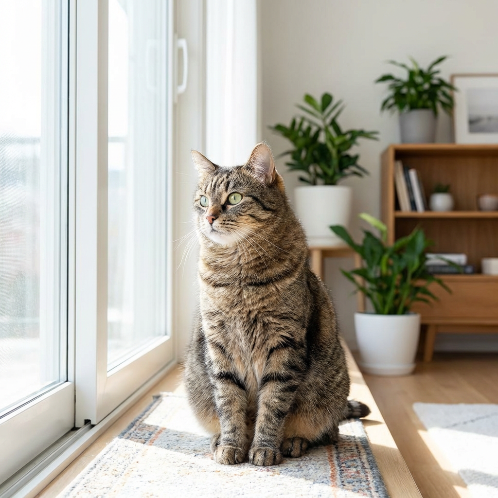 Healthy cat with full coat after Kriath