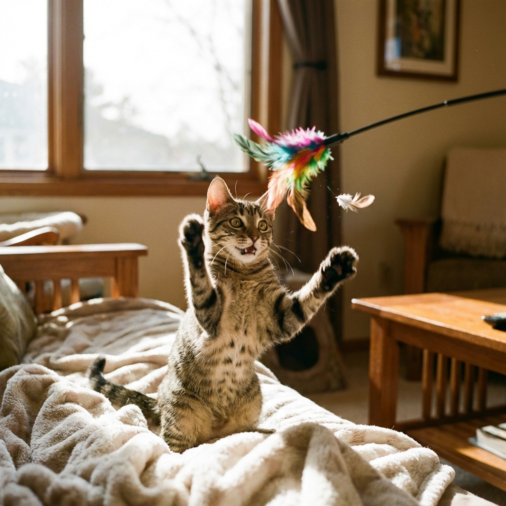 Energetic playful cat